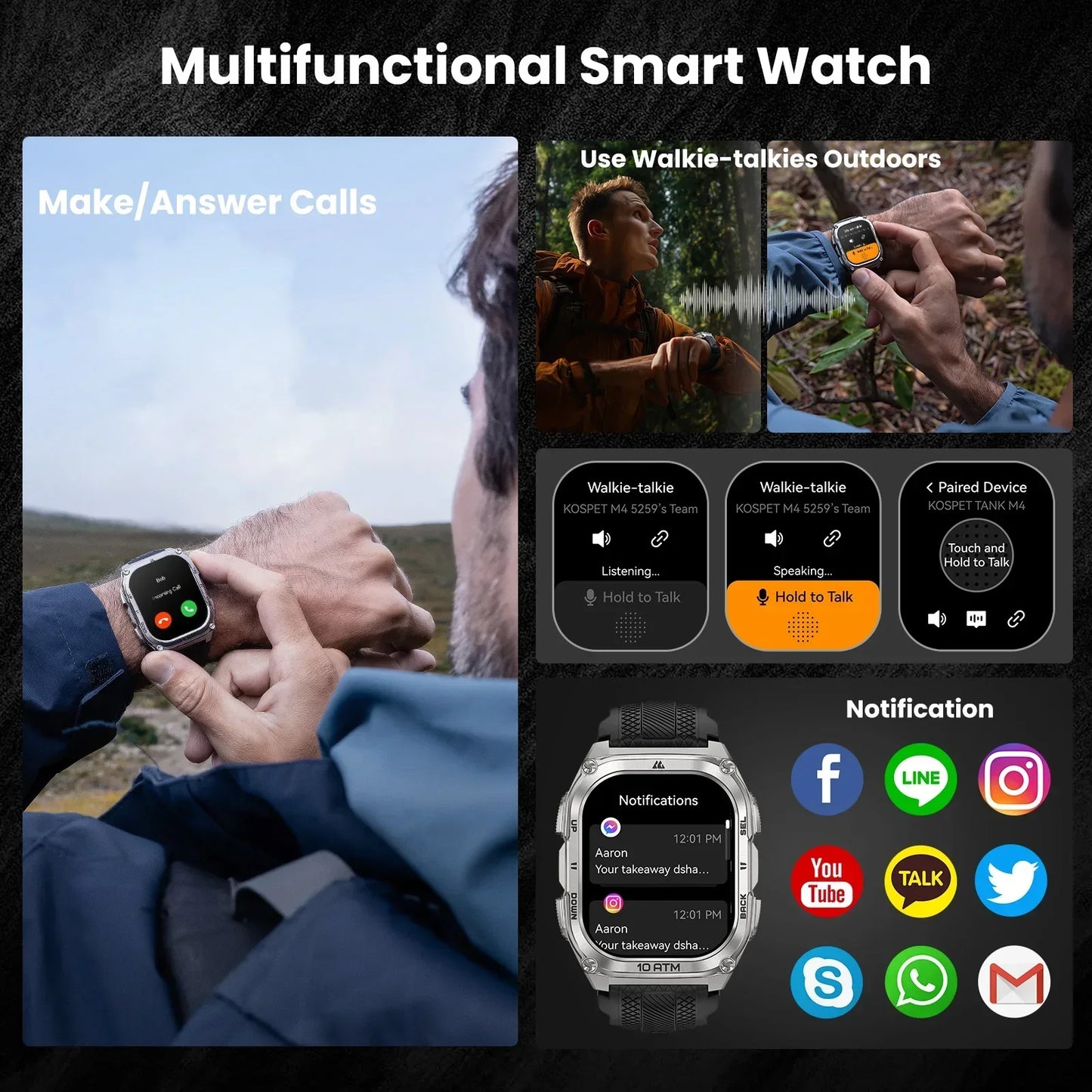 Kospet Tank M4 Smartwatch Featuring Durable Design And Health Tracking