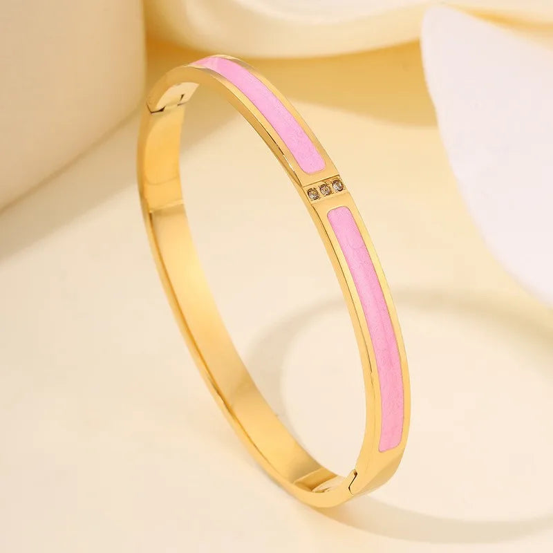 Sparkling Zirconia Stainless Steel Stackable Bracelet Set For Women