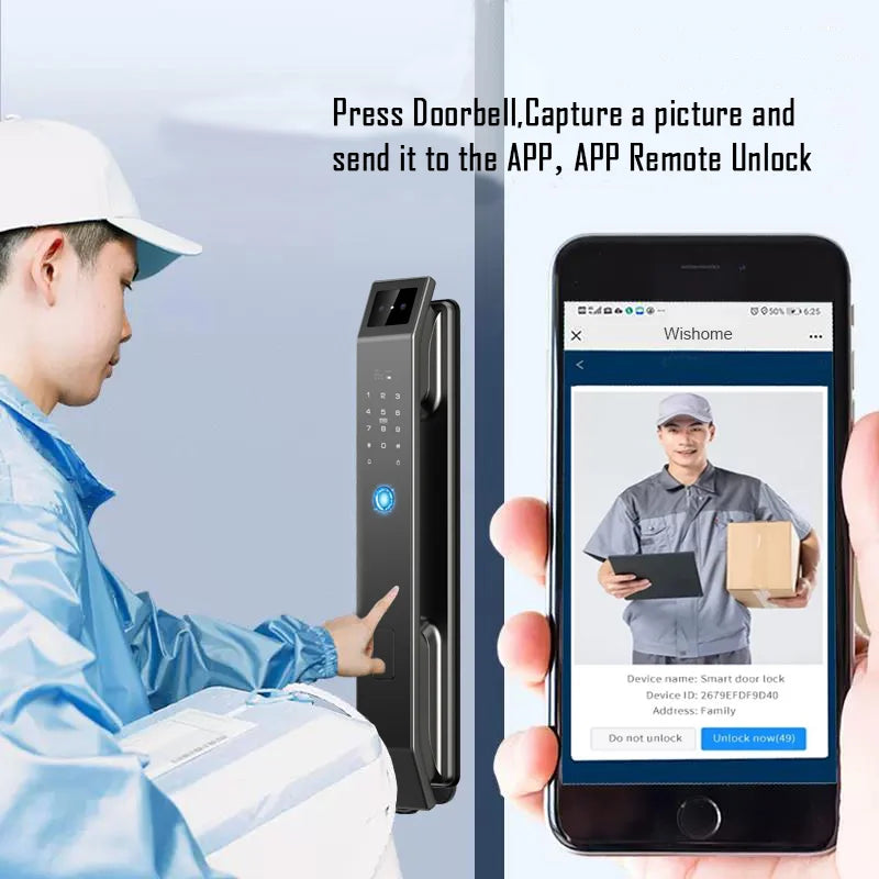 YKESDL 3D Face Recognition Digital Door Lock Camera Fingerprint Password
