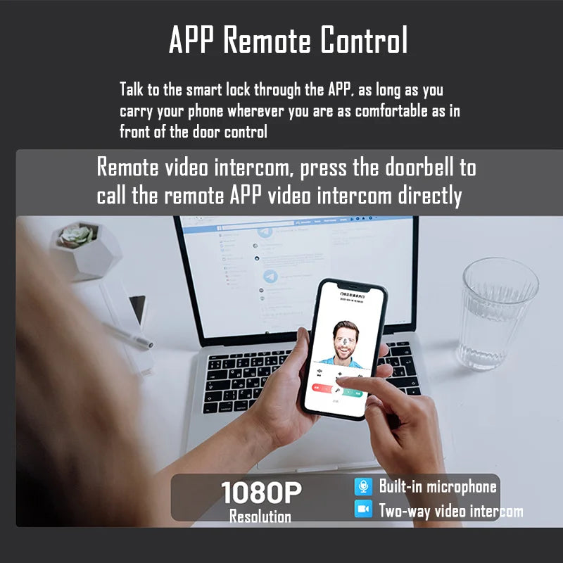 YKESDL Smart Door Lock Wifi Face Recognition Camera Intercom