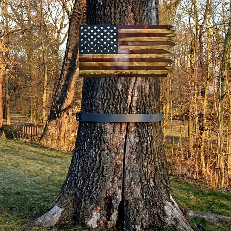 American Wavy Flag Wooden Independence Day Home Decoration