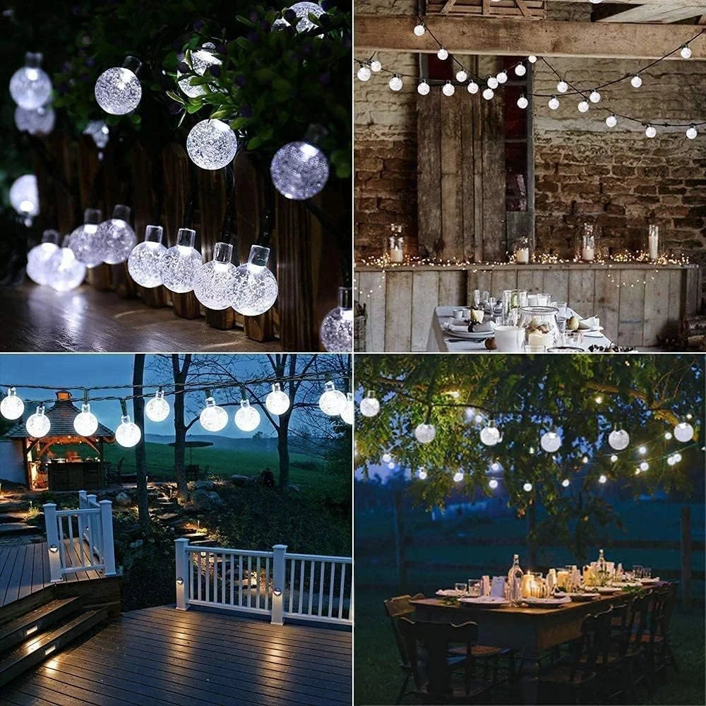 Solar Powered 100 LED Bubble Ball Outdoor String Lights Decor
