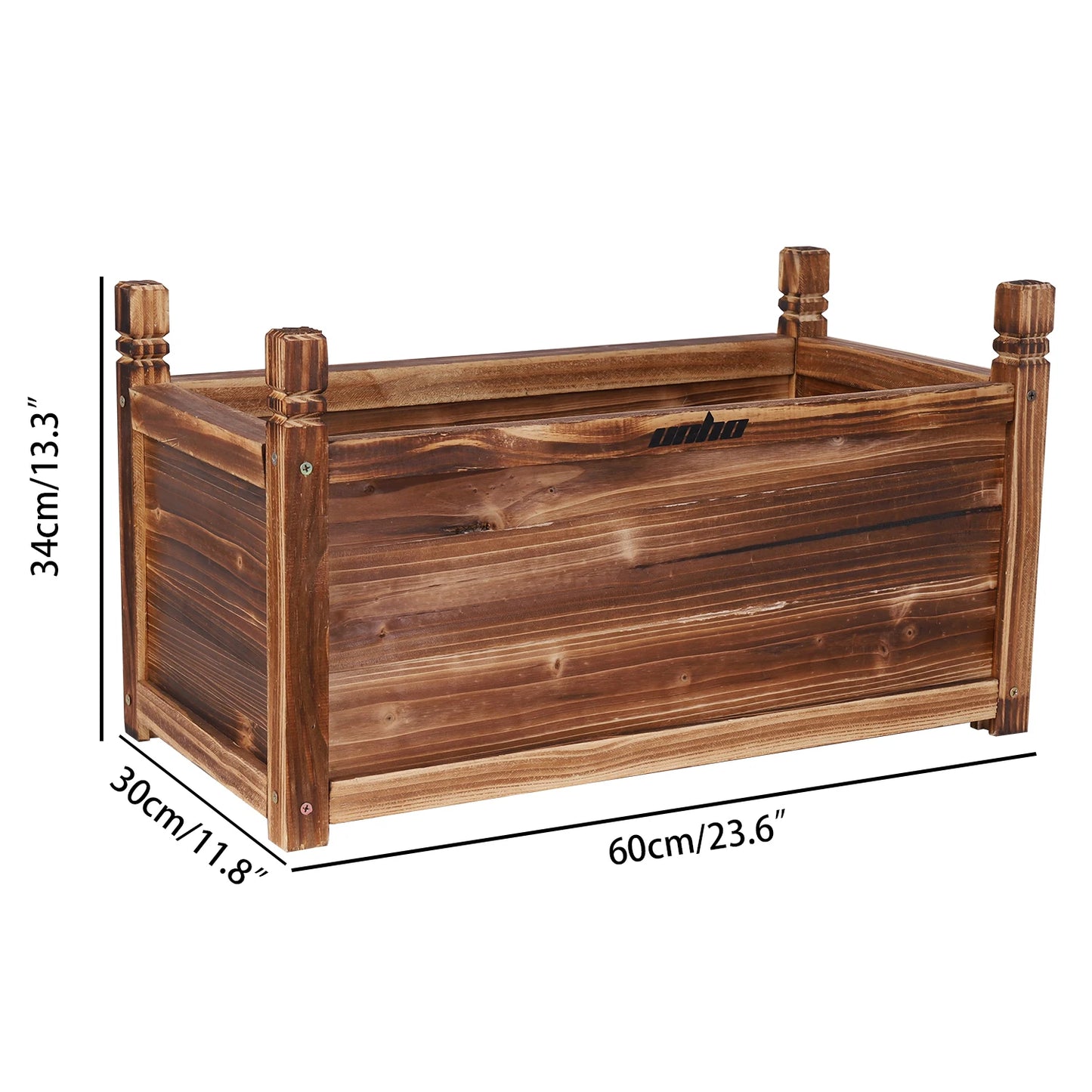 Natural Pine Wood Raised Planter Box For Indoor Outdoor Gardening