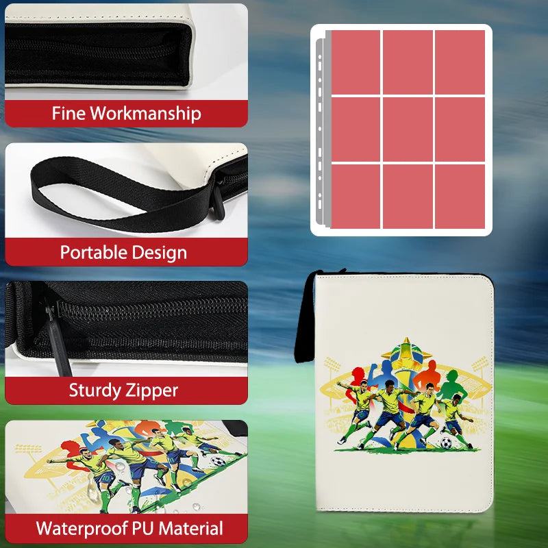 Sports Themed Card Binder Album With Protective Sleeves