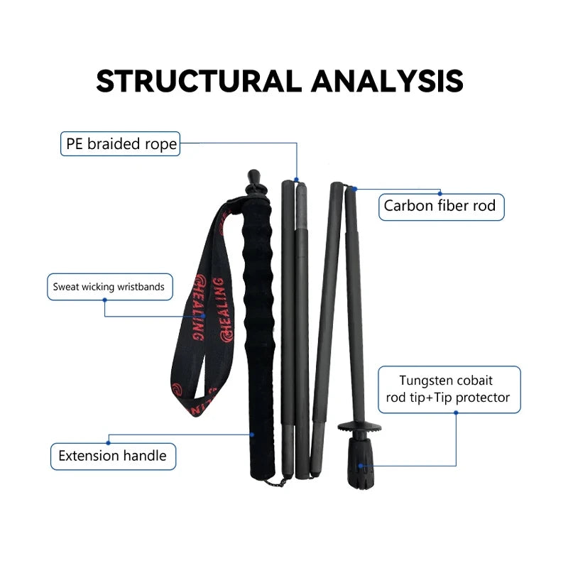 Okhealing Ultralight Carbon Fiber Foldable Trekking Poles Hiking Travel Gear