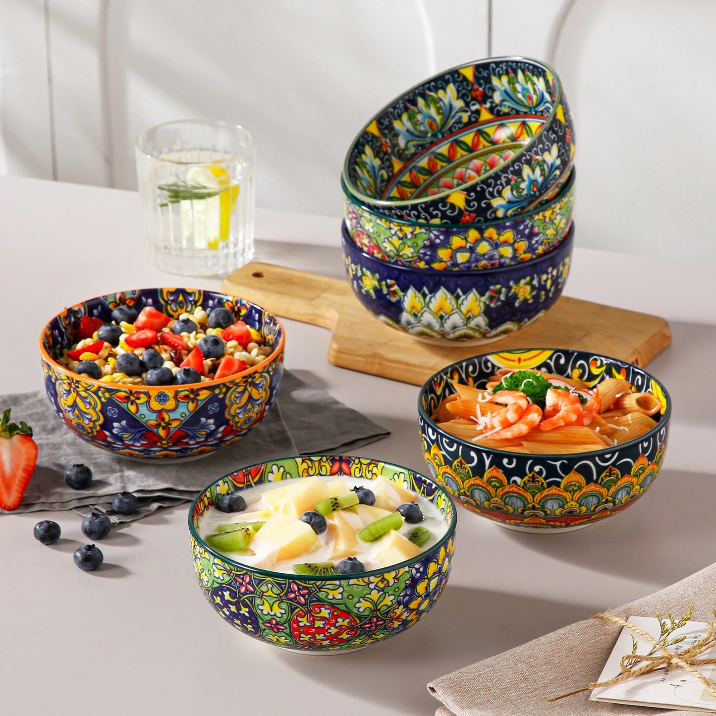 Malacasa Ceramic Breakfast Bowl Set For Pasta And Salad