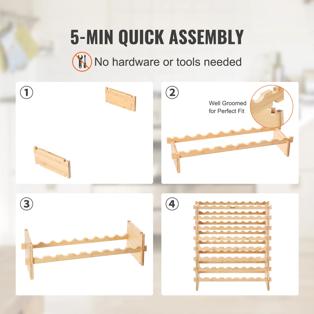 SucceBuy Stackable Bamboo Wine Rack for Stylish Home Storage