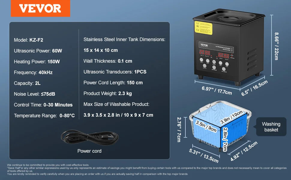 Succebuy Portable Ultrasonic Cleaner With Timer For Dishes