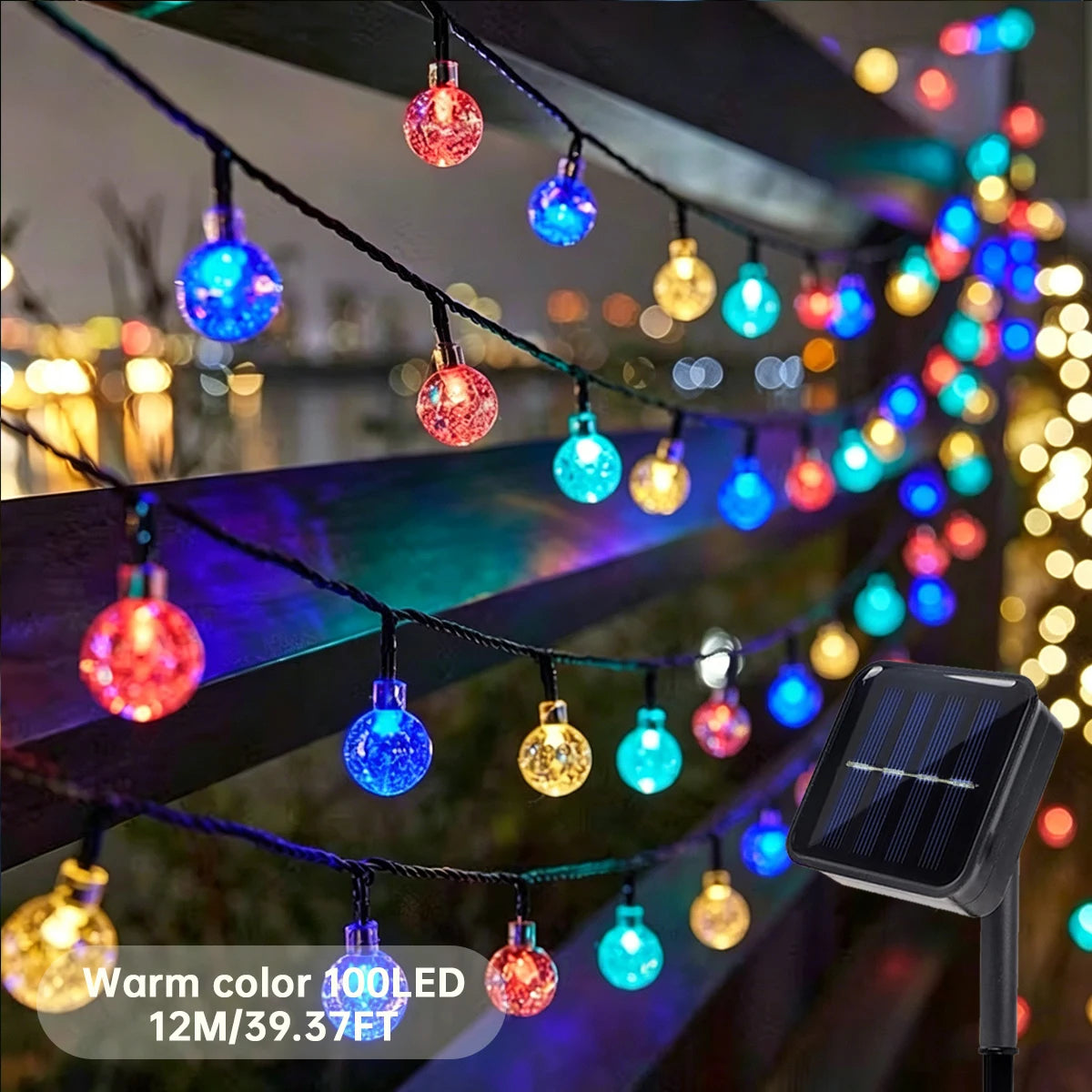 Solar Powered 100 LED Bubble Ball Outdoor String Lights Decor