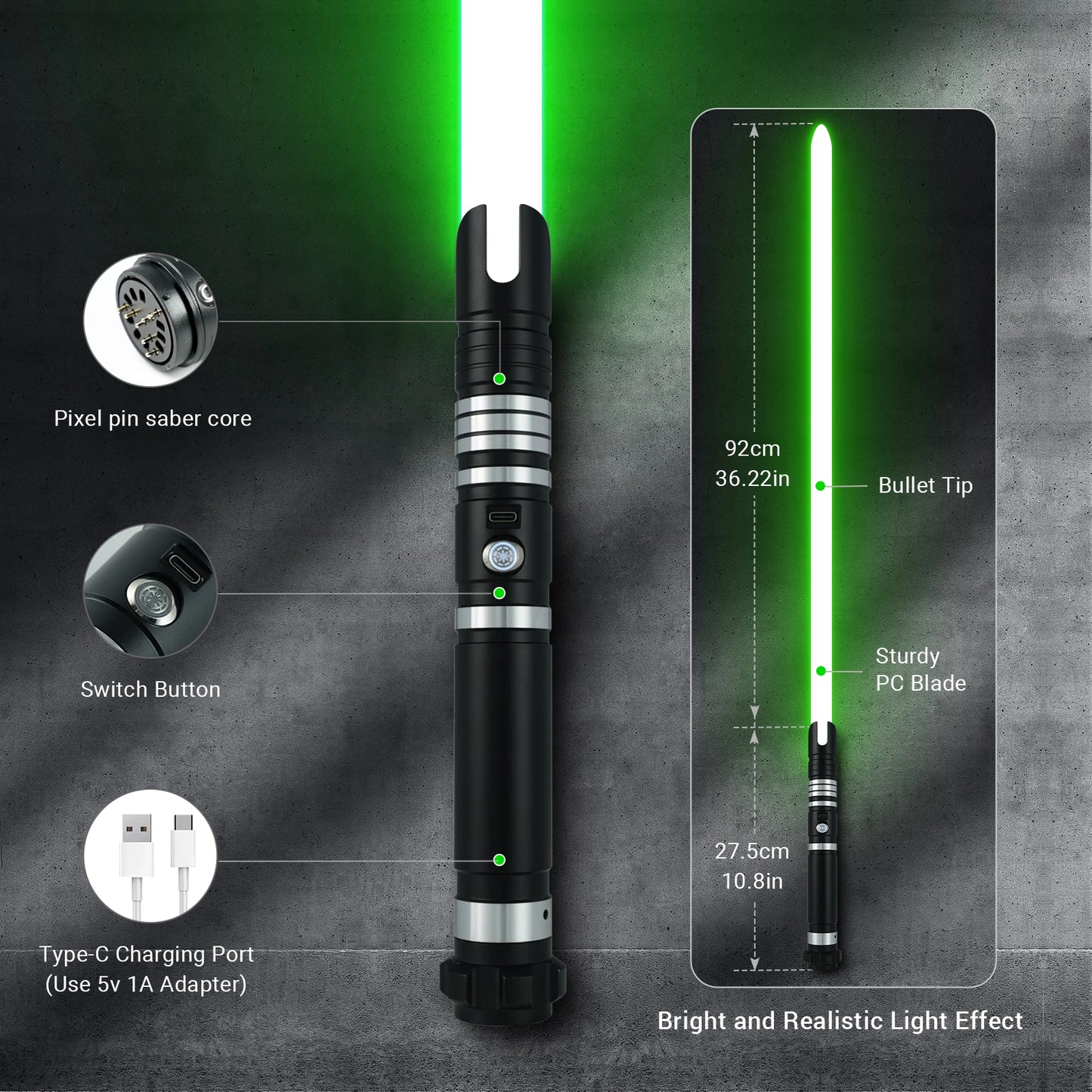 DamienSaber LED App Controlled Dueling Lightsaber With Motion Controls