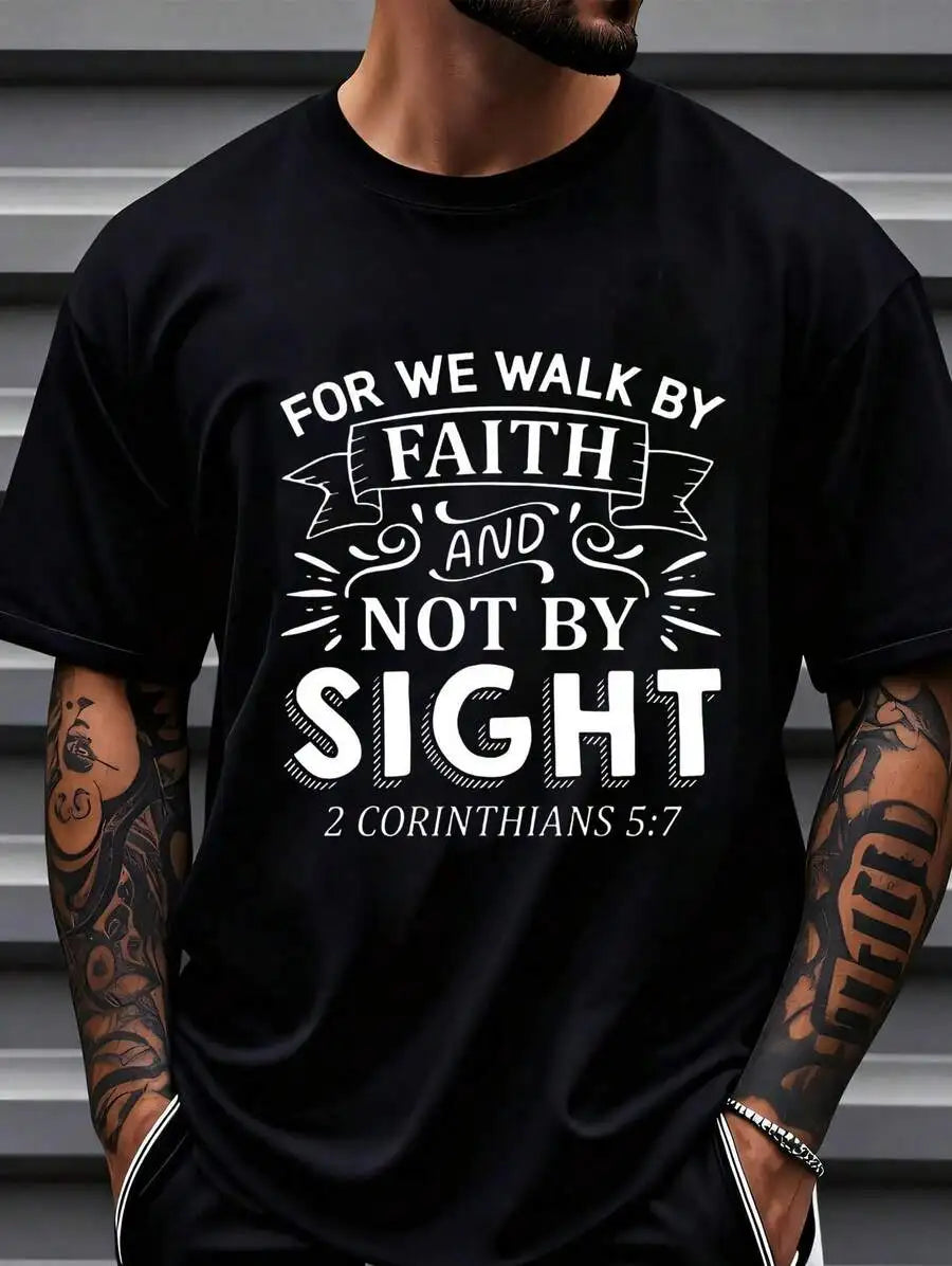 Jesus Walk By Faith Christian Cotton Graphic T Shirt