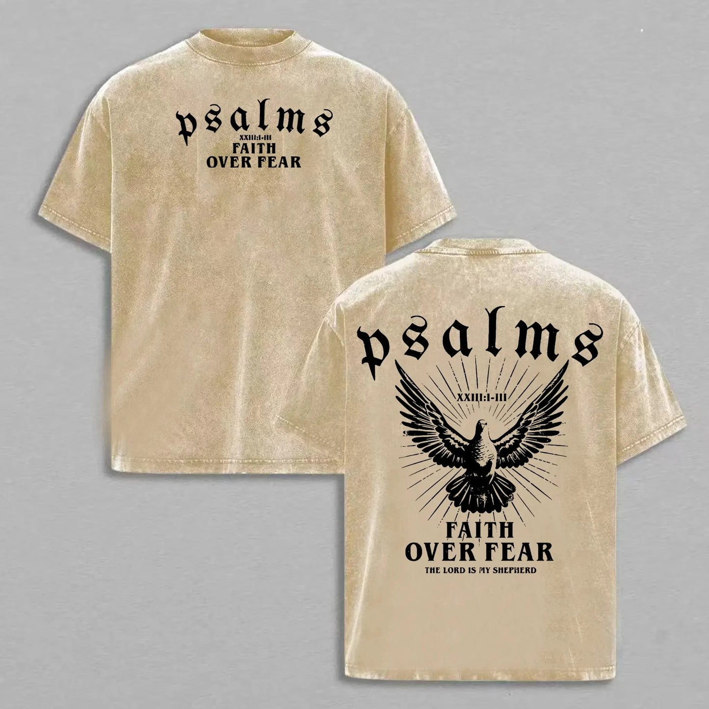 Cotton Faith Over Fear Christian Crewneck Shirt Bible Verse Print