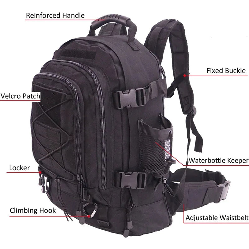 LQARMY Military Tactical Backpack With MOLLE Design For Outdoor Hiking
