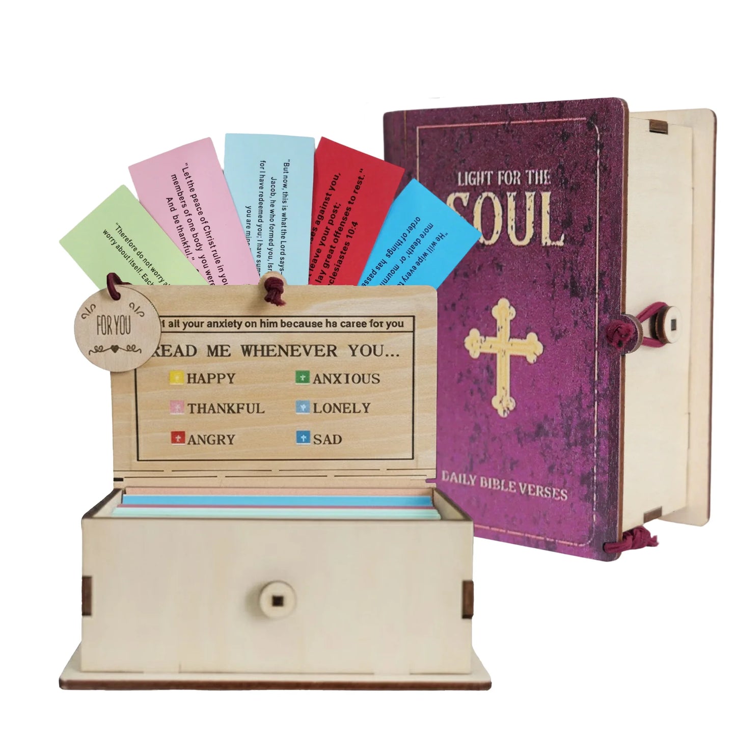 Wooden Bible Verse Box With Scripture Cards For Inspiration