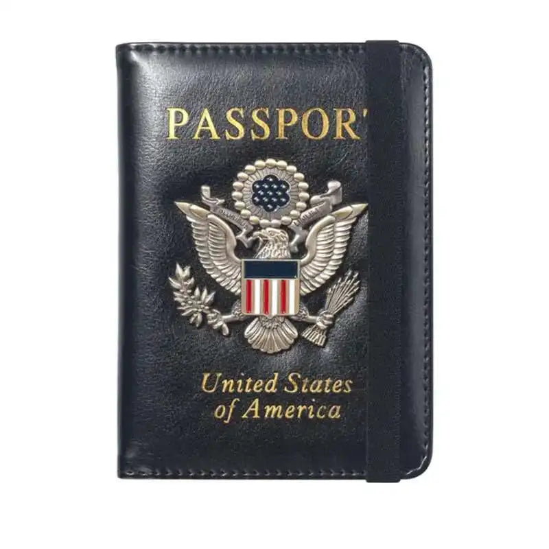 Compact RFID Blocking PU Leather Passport Holder Wallet For Secure IDs