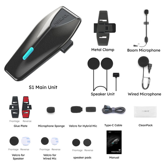 ASMAX S1 Bluetooth Motorcycle Helmet Headset Intercom 8 Rider IPX7