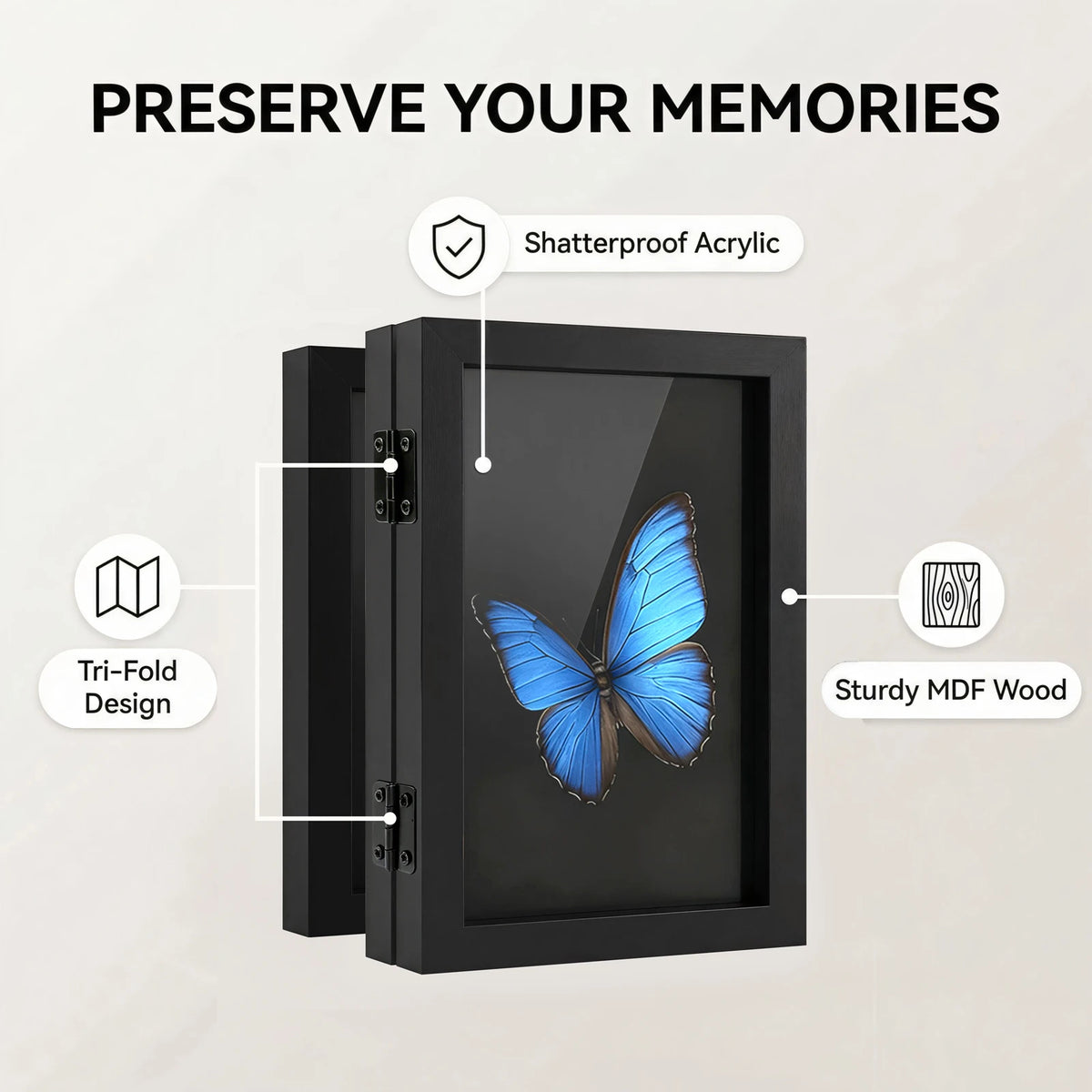 Hinged Foldable Picture Frame for Family Photo Displays