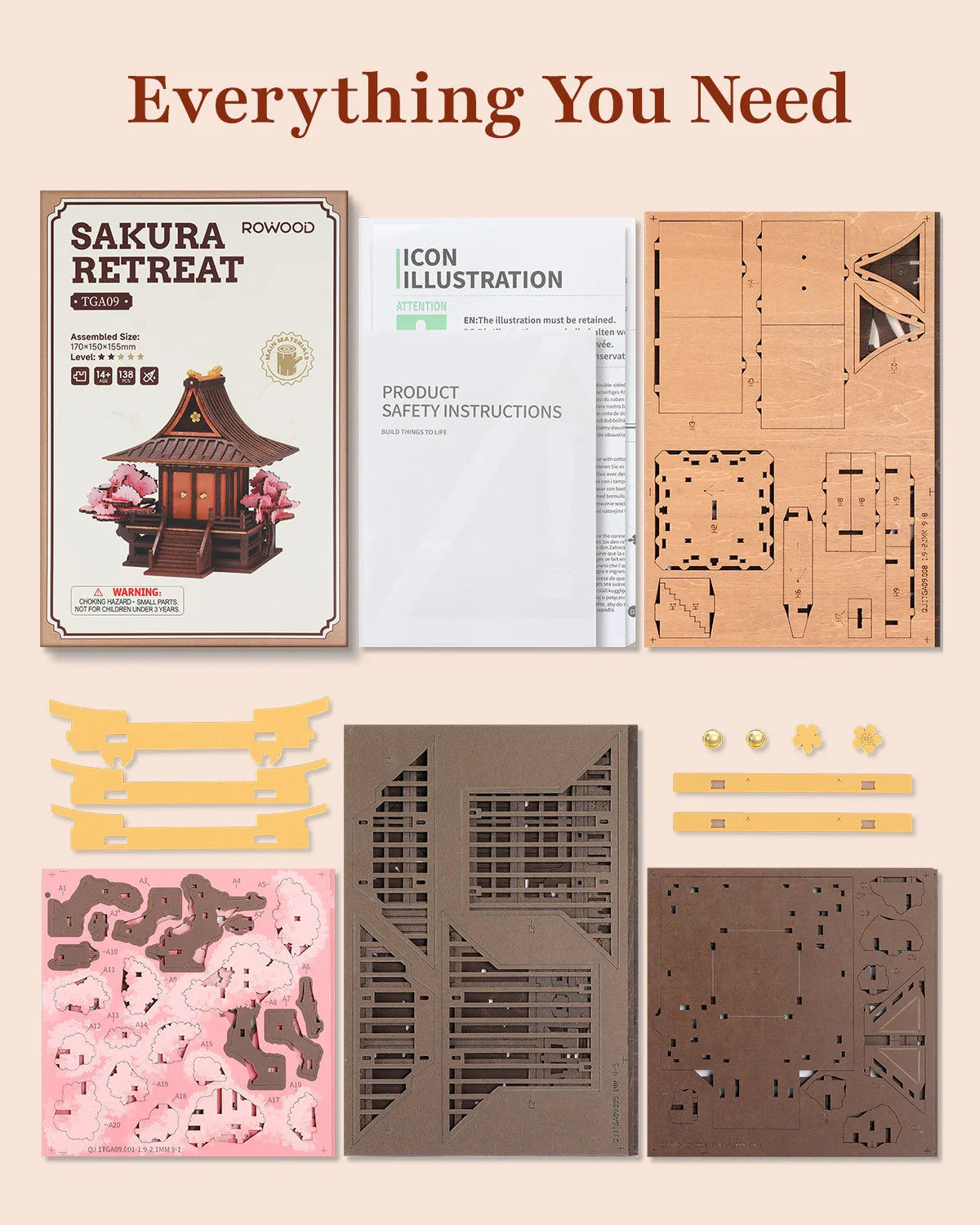 ROKR Sakura Retreat Wooden Book Nook DIY Craft Puzzle Kit
