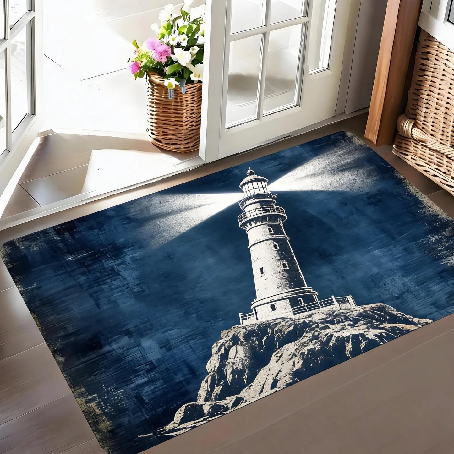 Waterproof Anti Slip Nautical Compass Pattern Door Mat