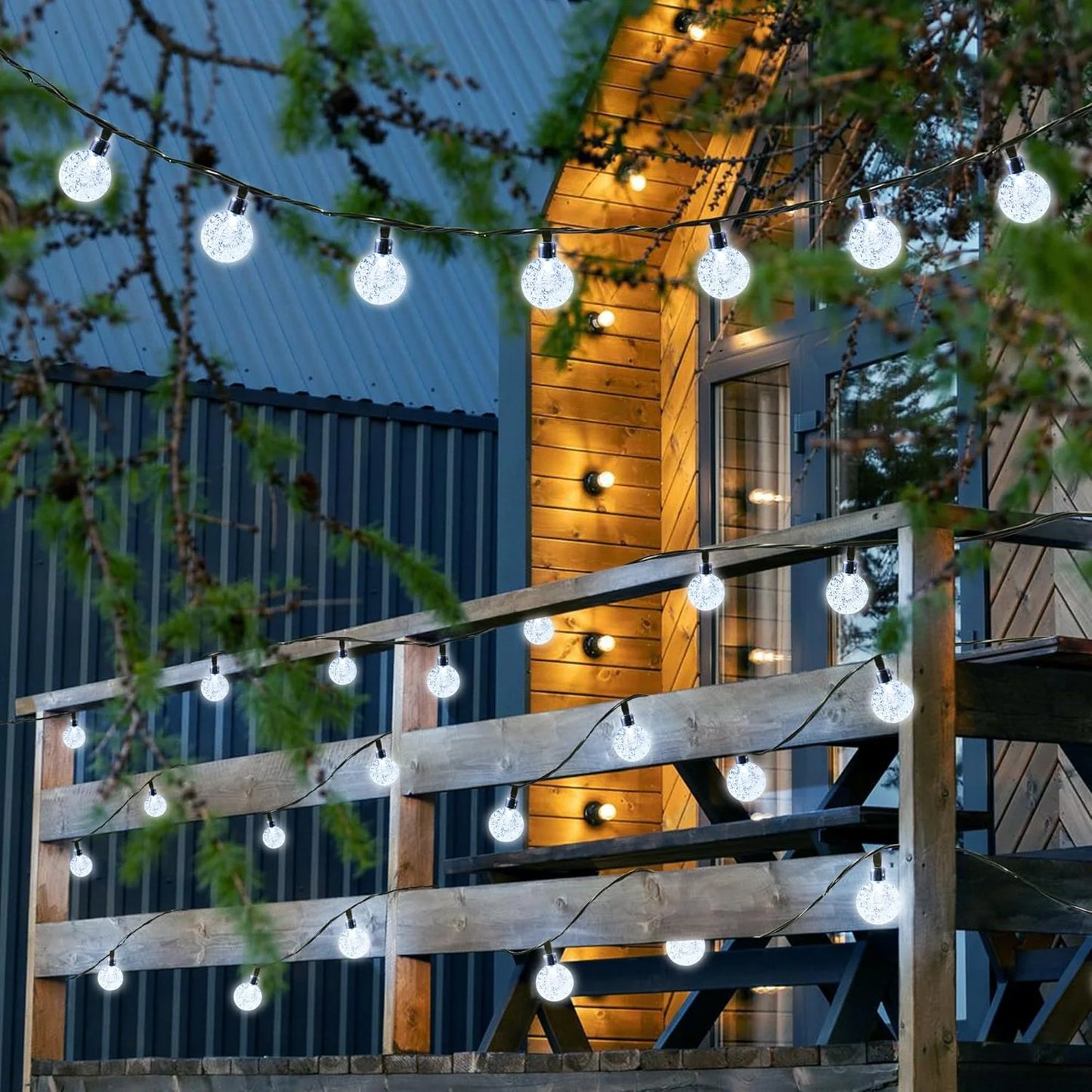 Solar Powered 100 LED Bubble Ball Outdoor String Lights Decor