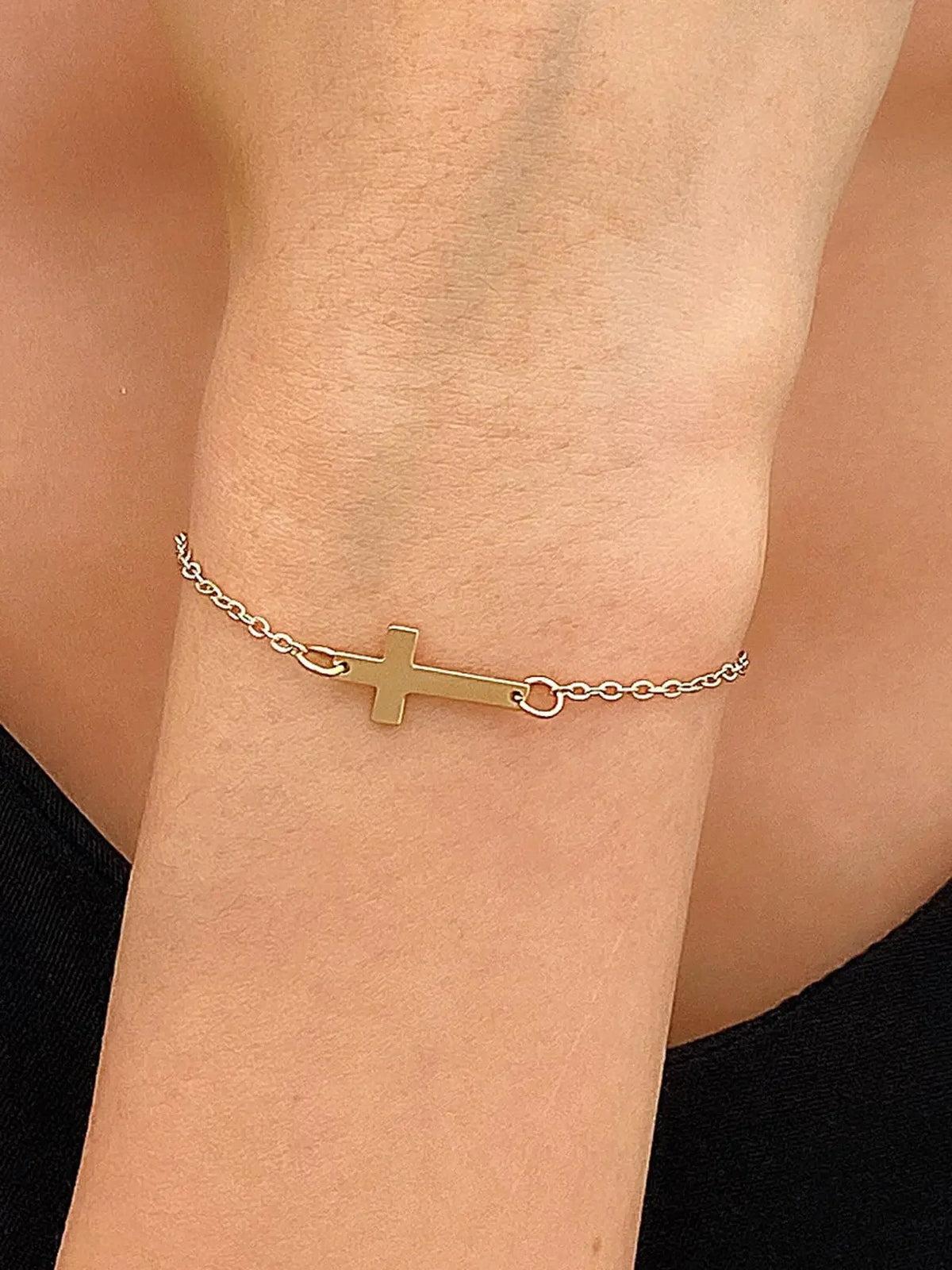 Minimalist Cross Design Titanium Steel ID Bracelet for Everyday Wear