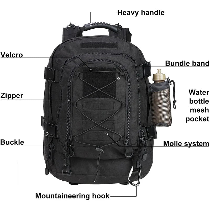 LQARMY Military Tactical Backpack With MOLLE Design For Outdoor Hiking