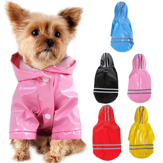 PU Waterproof Pet Raincoat With Hood For Dogs And Puppies
