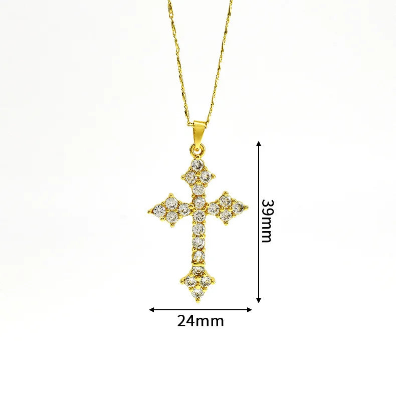 Cross Pendant Necklace With Moissanite Stone And Silver Chain
