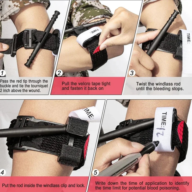 Tactical Adjustable Tourniquet Set For Emergency Survival Medical First Aid