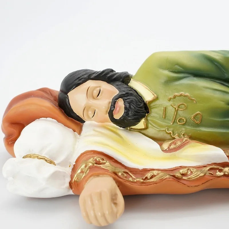 Sleeping Saint Joseph and Jesus Religious Tabletop Resin Statue