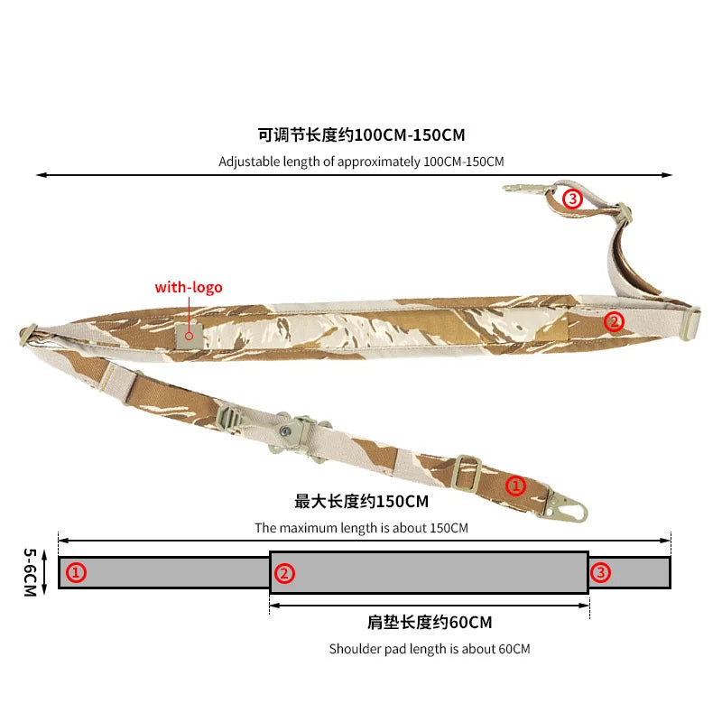 Modular Tactical Rifle Sling With Padded Design For Shooting