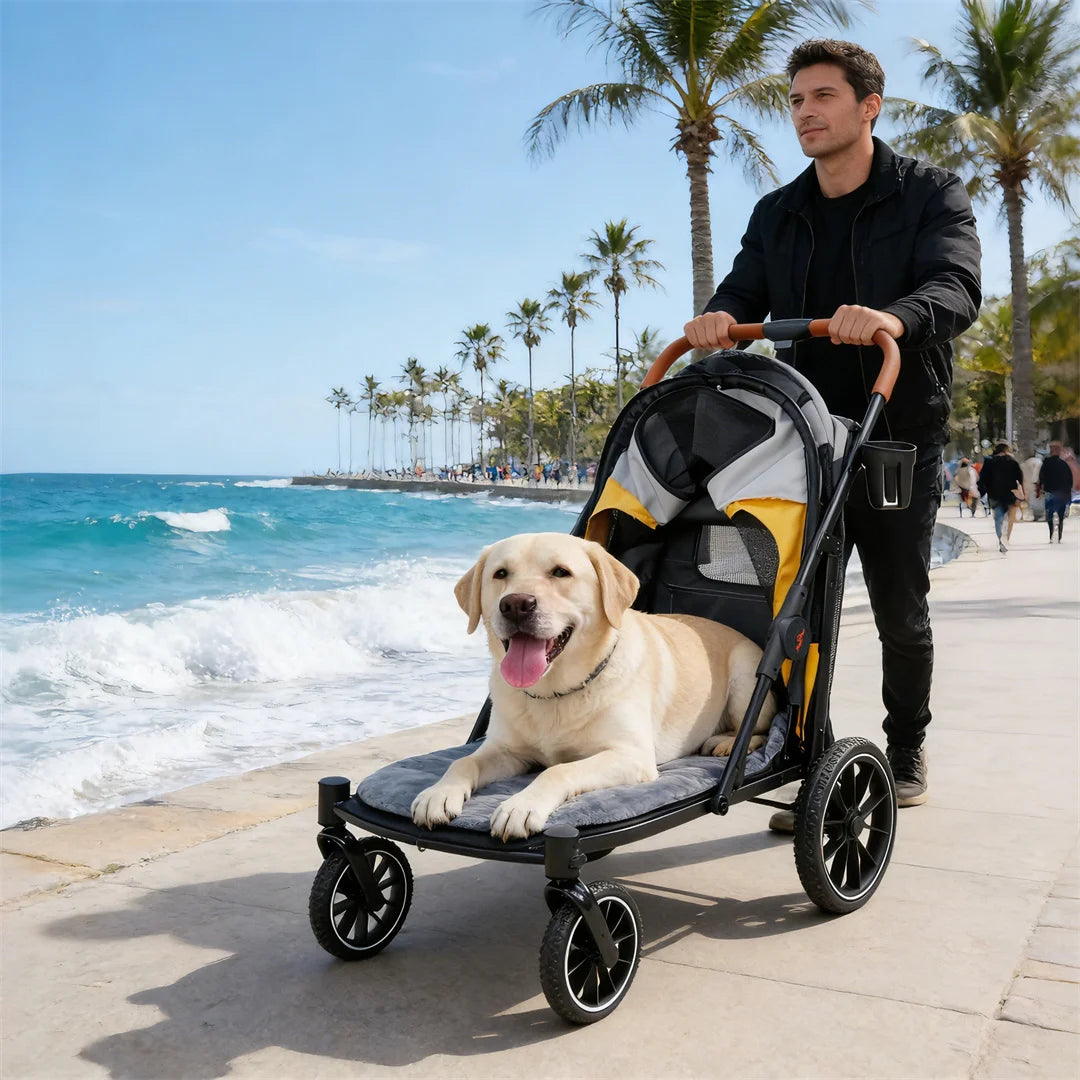 Foldable Portable Dog Stroller With Storage Pockets For Dogs