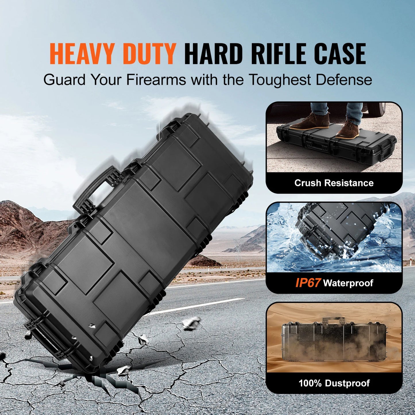 SucceBuy Portable Rifle Hard Case With Waterproof Protection