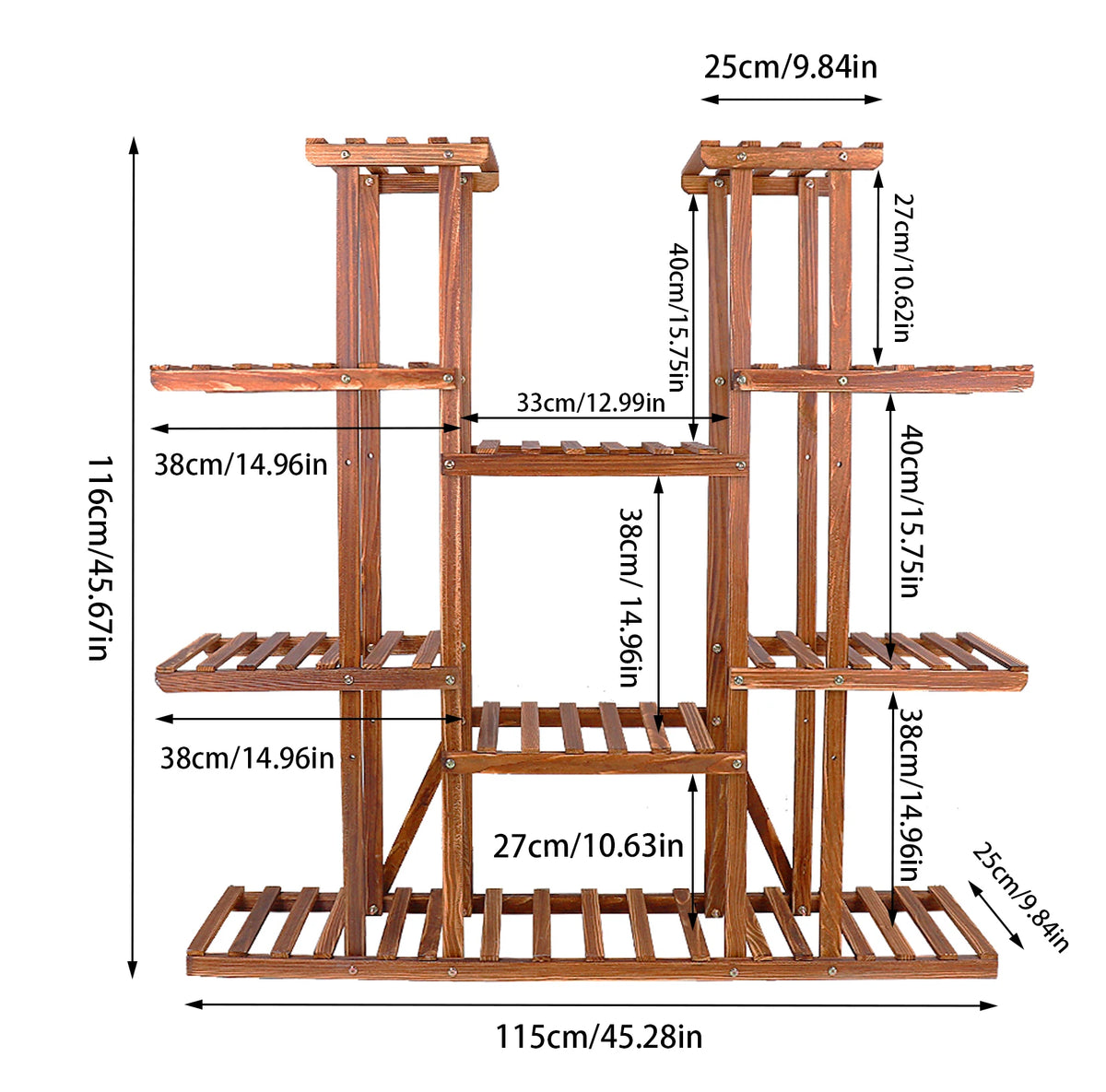 Wisfor Wooden Multi Tier Plant Shelf Flower Pot Display Stand