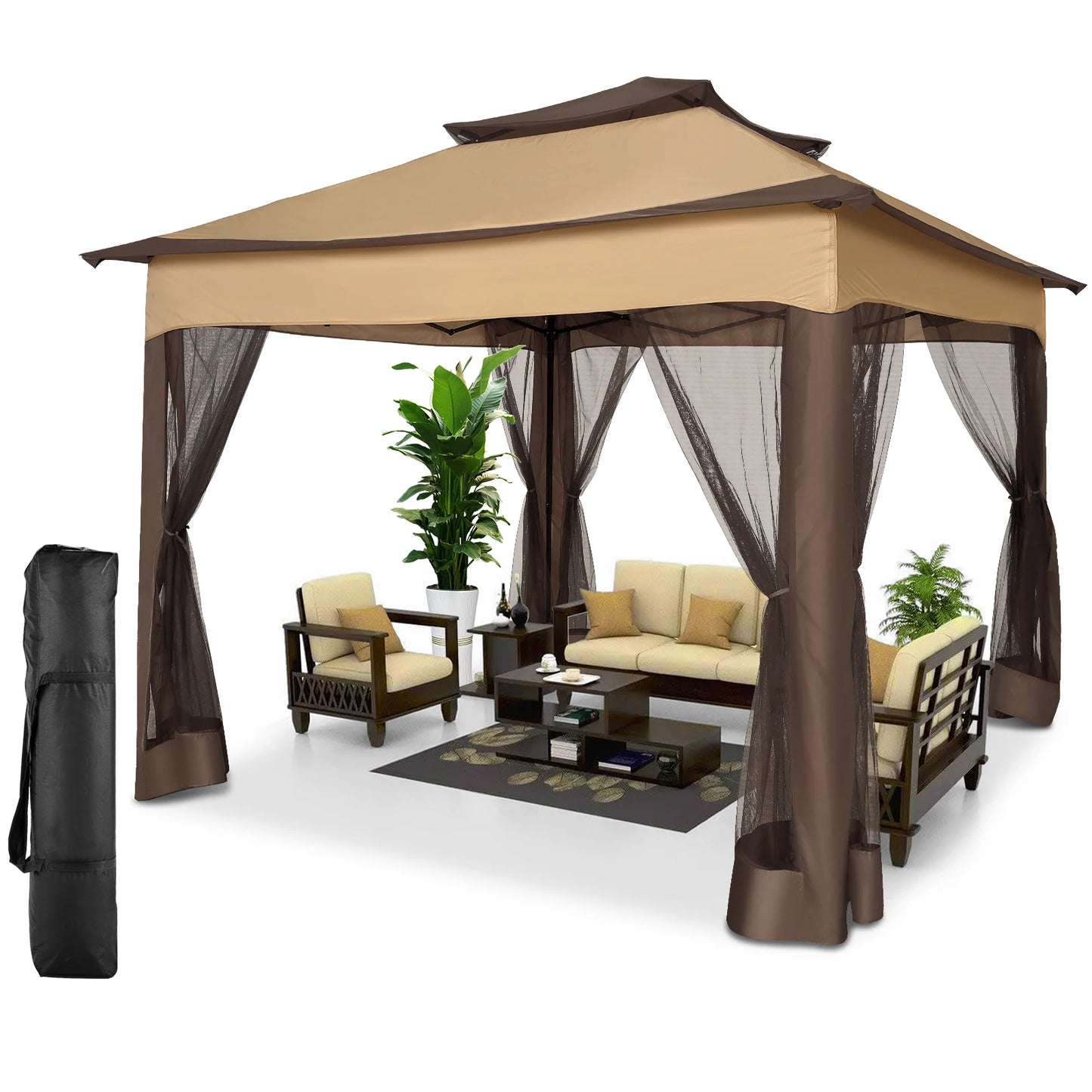 Tooluck Pop Up Gazebo Canopy Tent With Mosquito Netting