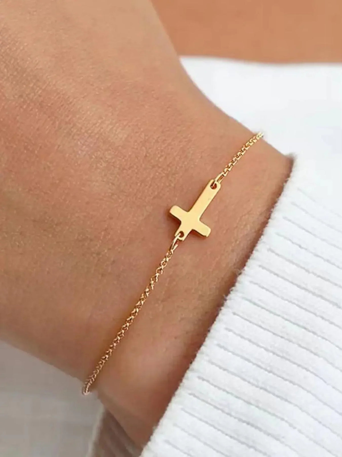 Minimalist Cross Design Titanium Steel ID Bracelet for Everyday Wear
