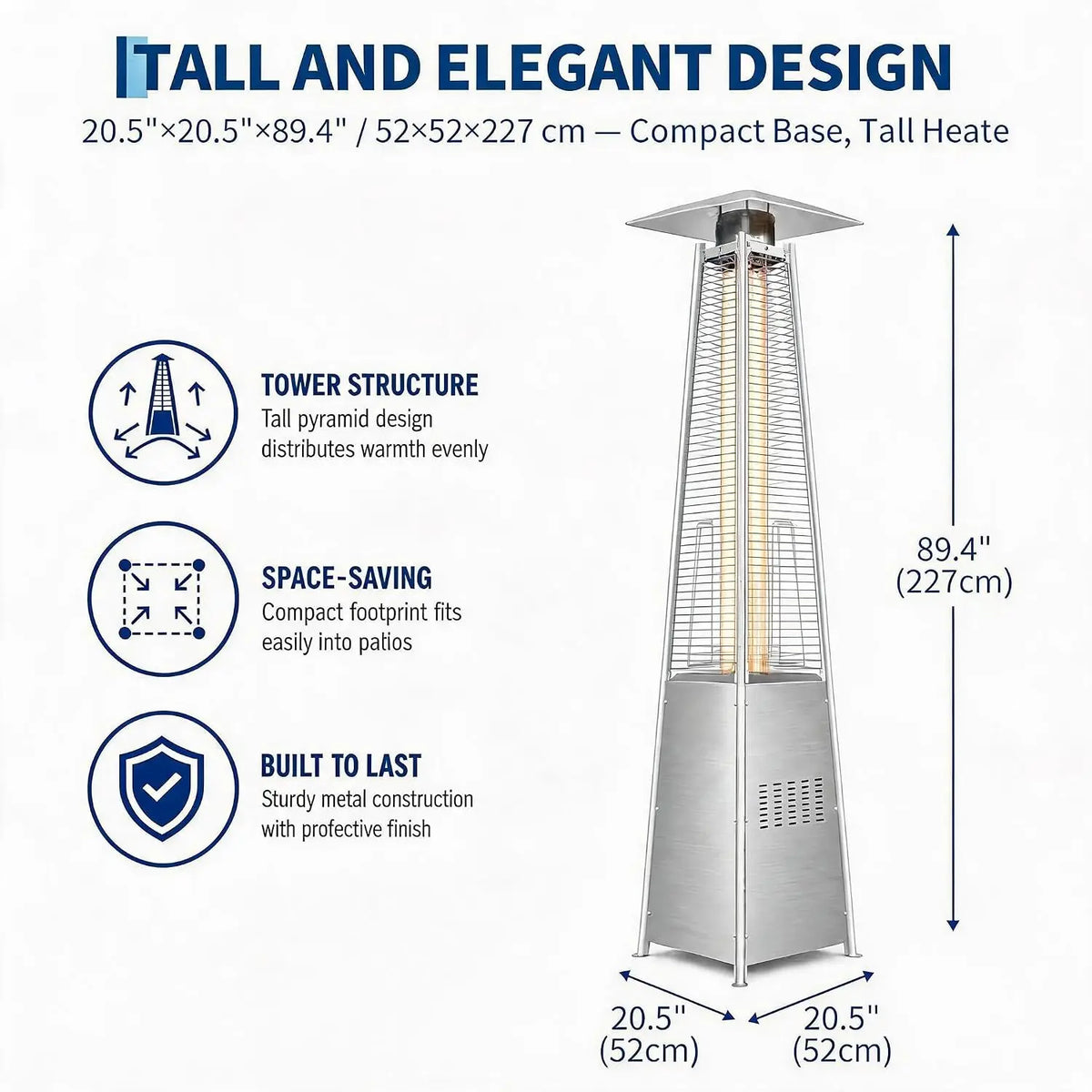 Propane Flame Tower Patio Heater for Outdoor Gatherings