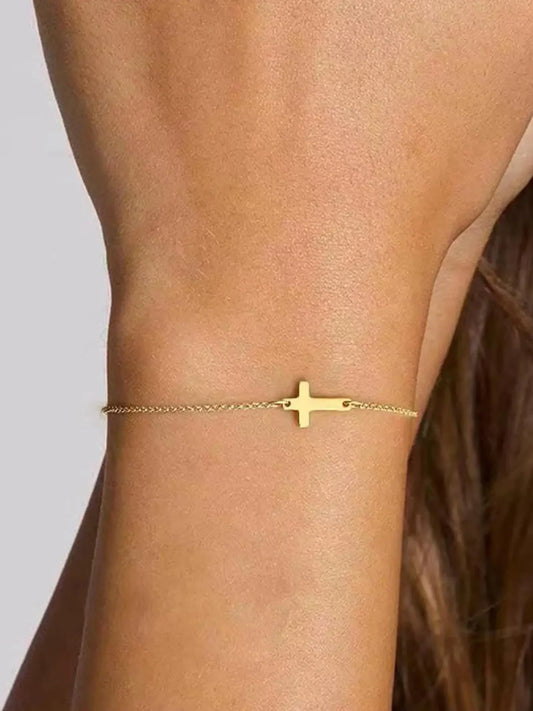 Minimalist Cross Design Titanium Steel ID Bracelet for Everyday Wear