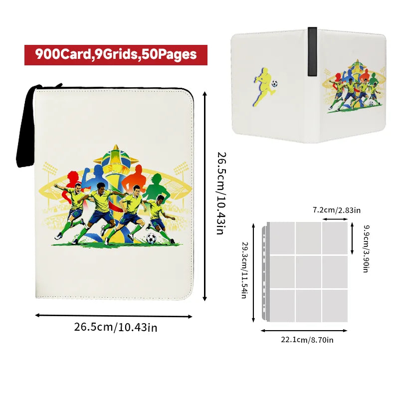 Sports Themed Card Binder Album With Protective Sleeves