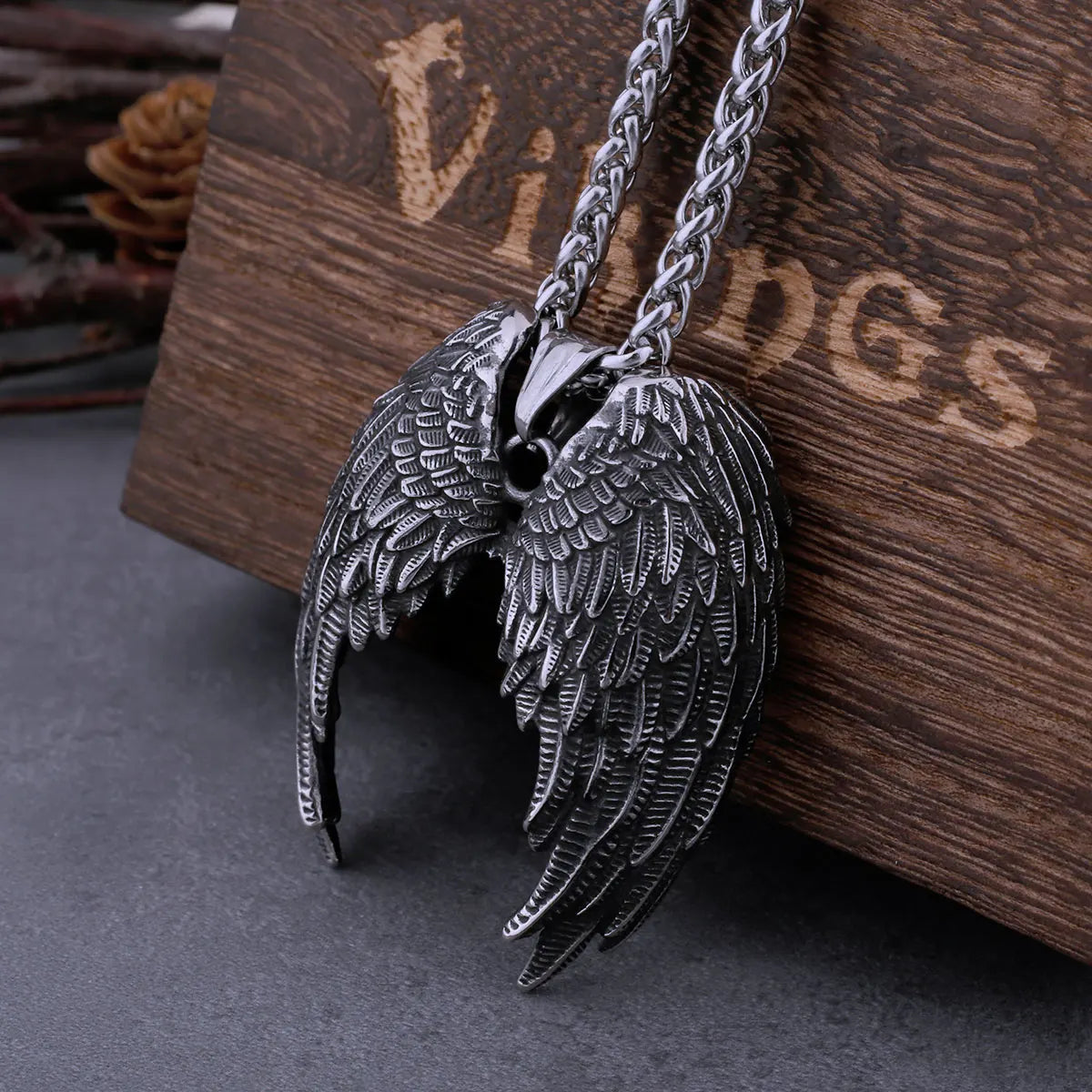 Stainless Steel Angel Wings Pendant Necklace Classic Fashion Jewelry
