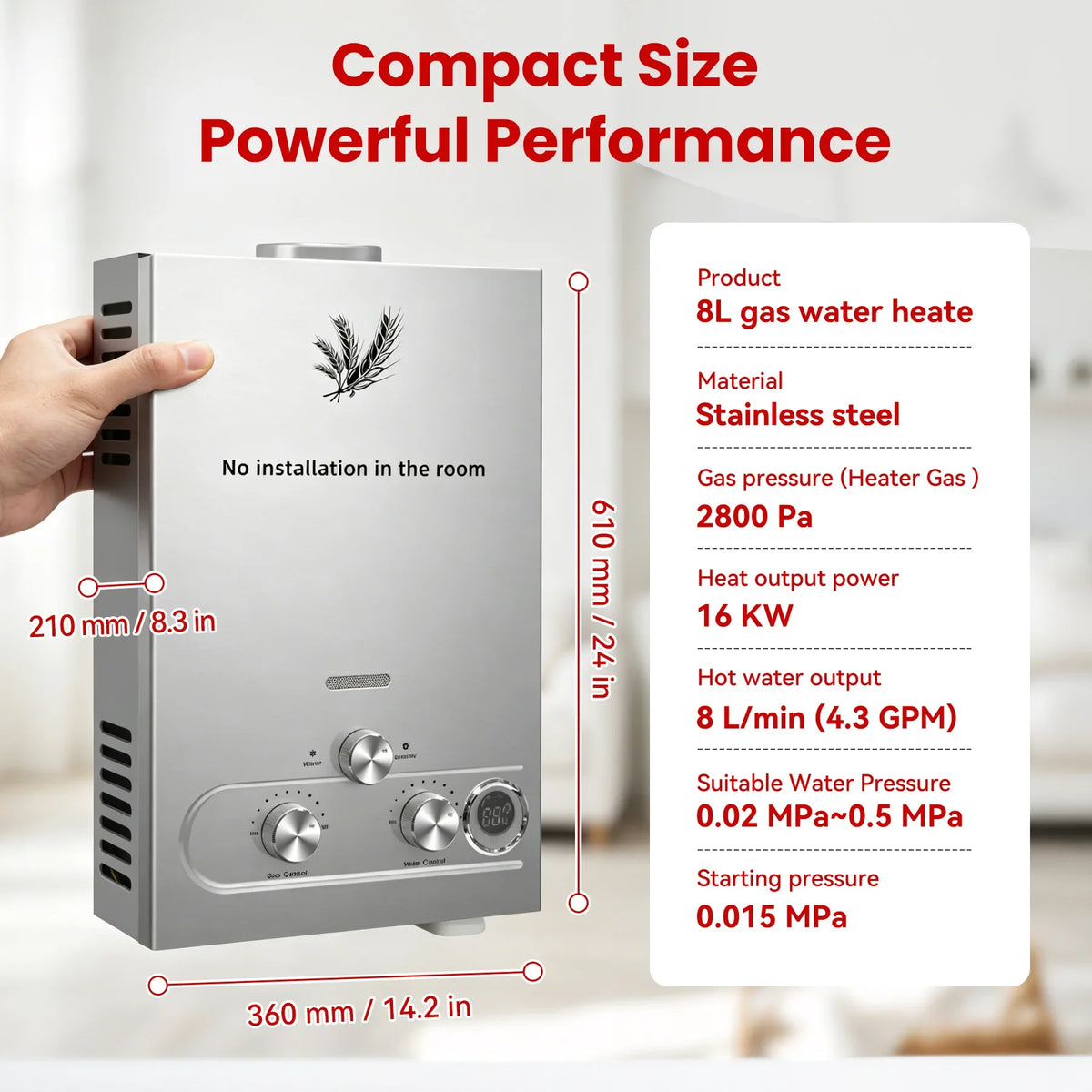 SIHAO Portable Tankless LPG Water Heater With Shower Kit