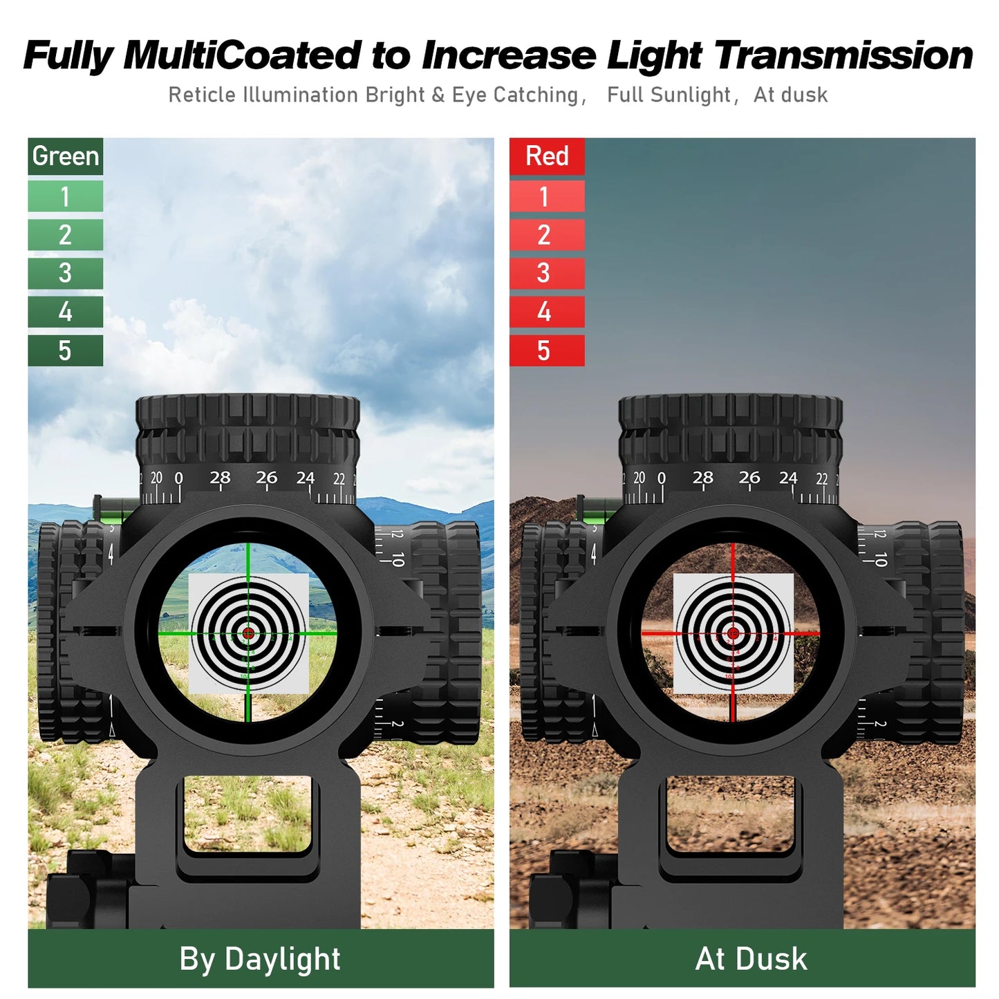 Bestsight Tactical Riflescope With Illuminated Reticle For Hunting