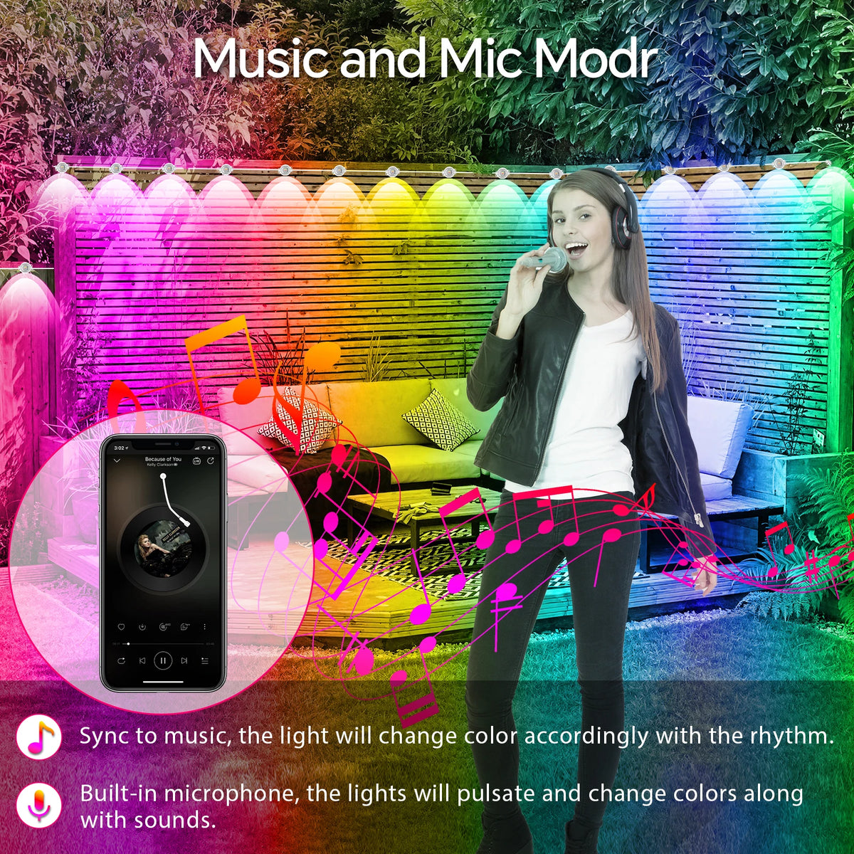 AILBTON Smart Waterproof Outdoor LED Eaves Lights With App Control
