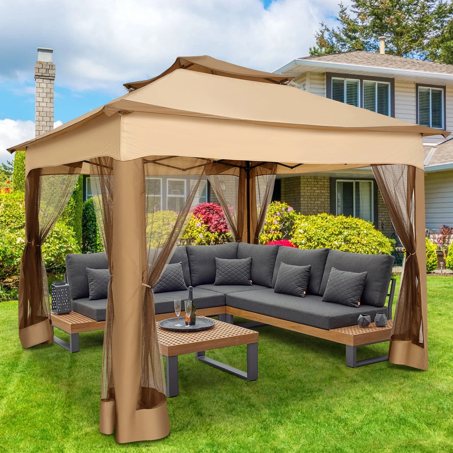Tooluck Pop Up Gazebo Canopy Tent With Mosquito Netting