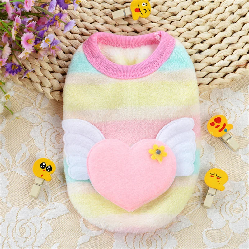 Warm Fleece Dog Sweater With Cute Print For Small Puppies