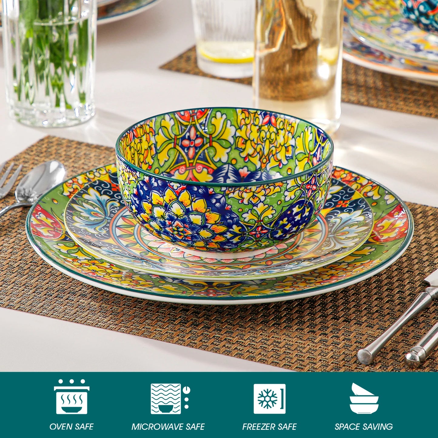 Malacasa Ceramic Breakfast Bowl Set For Pasta And Salad