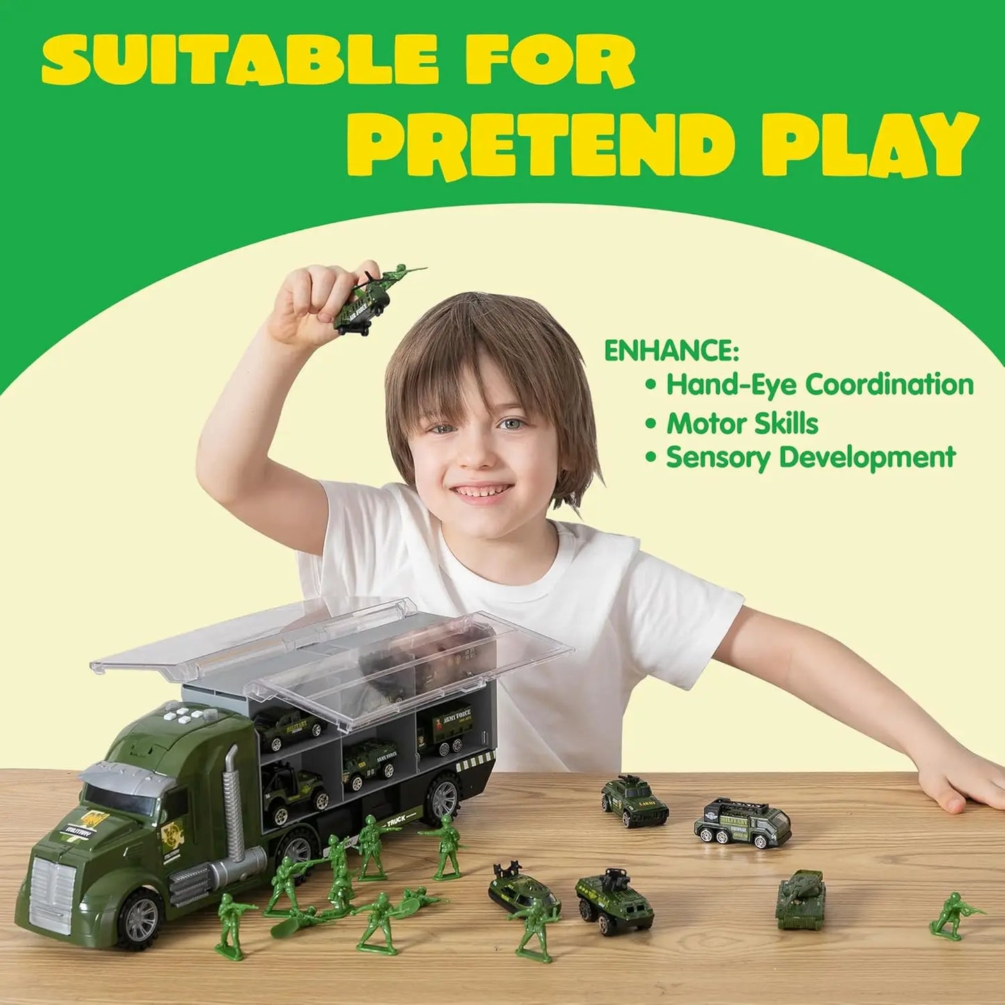 Joyfy Military Army Truck Toy Set Featuring Soldiers And Tanks
