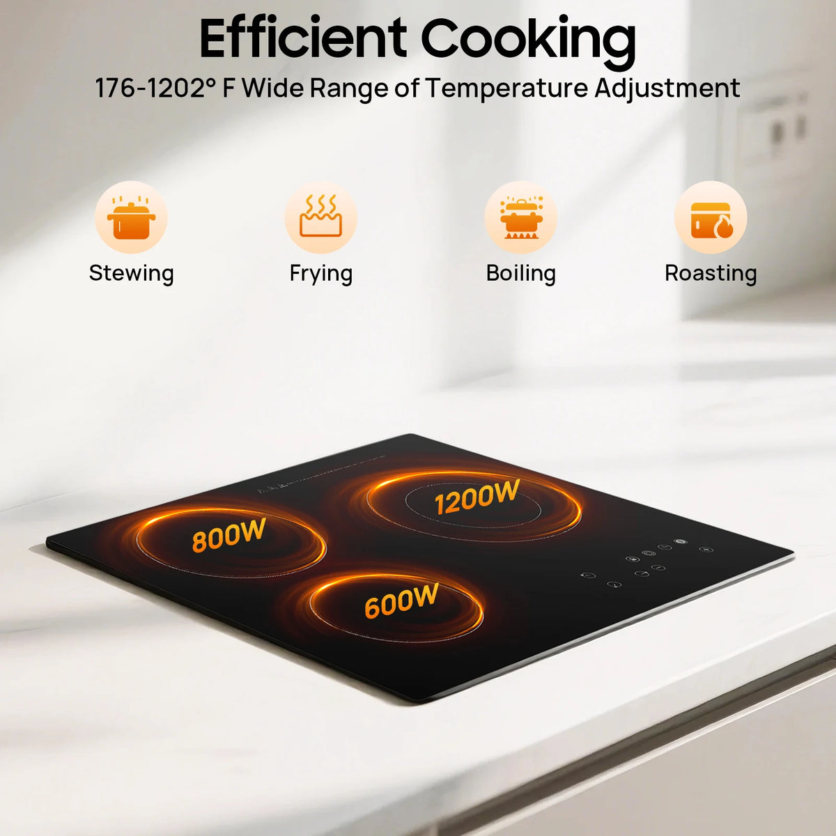 Portable Three Burners Electric Ceramic Cooktop With Touch Control