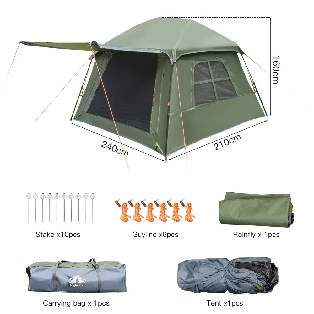 Night Cat Pop Up Blackout Waterproof Camping Tent With Vestibule