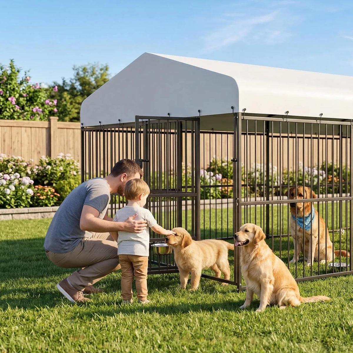 Heavy Duty Outdoor Dog Kennel With Secure Walk In Gate